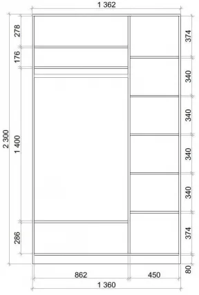 Шкаф-купе Хит-23-14-11 Ясень шимо светлый_2