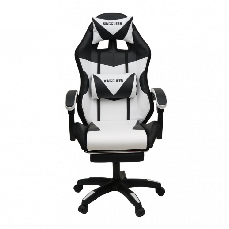 Кресло 908 КИНГКУЕЕН цвет черный/белый с массажем и подсветкой 908-блаcк-вхите-масс / KINGQUEEN 908-black-white-mass_2