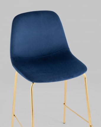 Стул полубарный Валенсия СН велюр Синий золотые ножки / SN_2
