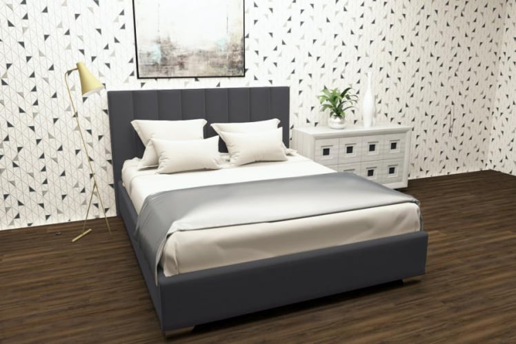 Мягкая интерьерная кровать Терра без основания Материал фасада: Металл/Велюр; Спальное место: 1400х2000 мм; Цвет: Светло серый_0