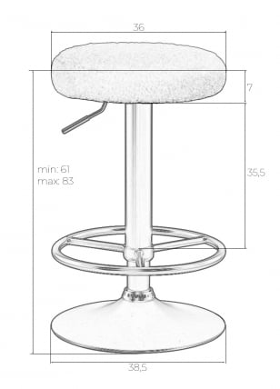 Табурет барный ДОБРИН ТЕДДЙ БЛАCК (белый букле (13)) / DOBRIN TEDDY BLACK_3