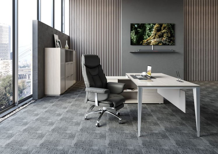 Комплект мебели для кабинета руководителя Атлас №03 Ясень Наварра Алюминий / Atlas_1