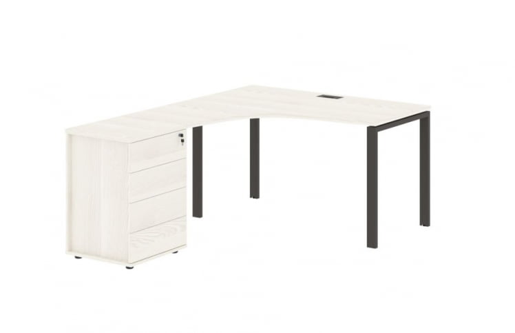 Стол эргономичный с тумбой левый ЕДИС ЕУCЕТ 1318 Л Ясень Траун Мокко / EDIS EUCET L_0