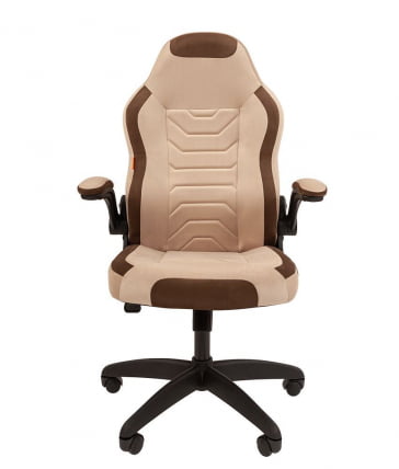 Кресло для геймеров CХАИРМАН ГАМЕ 50 блаcк Св.бежевый-коричневый / CHAIRMAN GAME black_1