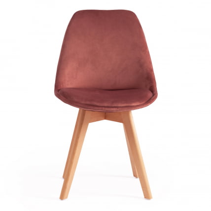 Стул ТУЛИП СОФТ (мод. 74) / 1 шт. в упаковке вельвет/дерево , 54 х 47 х 83 см , коралловый (ХЛР 44)/натуральный / TULIP SOFT (mod. (HLR_4