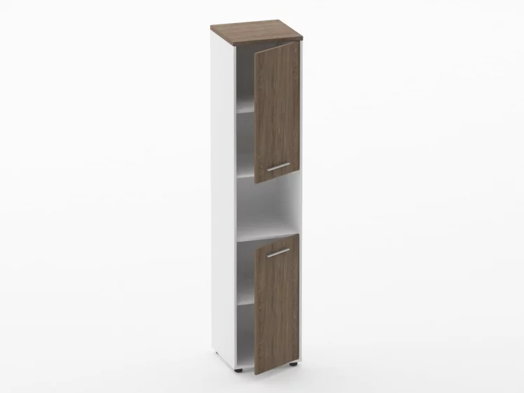 Шкаф 4 узкий закрытый, с нишей Дека 10.19.12Пр Дуб Верцаска/Белый / Deka_1