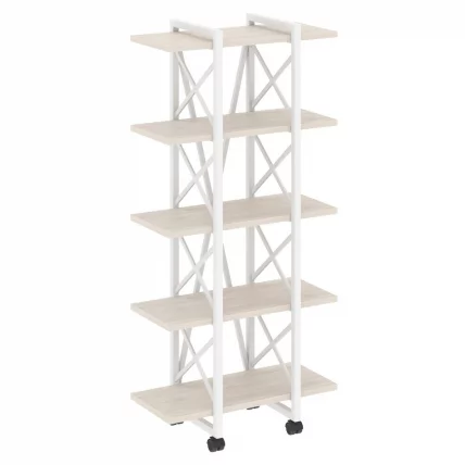 Стеллаж на колесных опорах - 5 полок ЛОФТ ВР.Л-МСТ.К-5.4В Металл белый Денвер светлый / LOFT VR.L-MST.K-5.4V_0