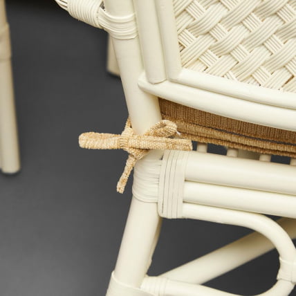 Комплект обеденный АНДРЕА ГРАНД (стол со стеклом+6 кресел+ подушки) ТCХ Вхите (белый), Ткань рубчик, цвет кремовый / ANDREA GRAND TCH White_30