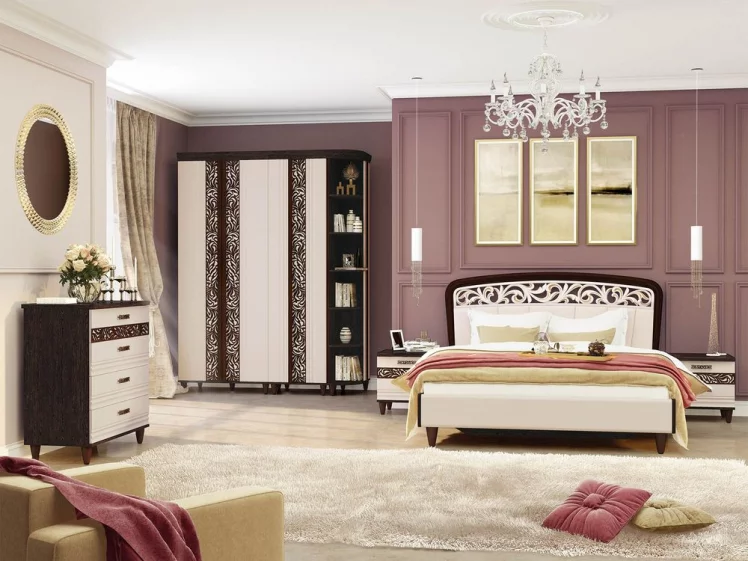 Кровать с подъемным механизмом 180*200 Катрин 92.22 Дуб венге Белый песок Санчо крем_4