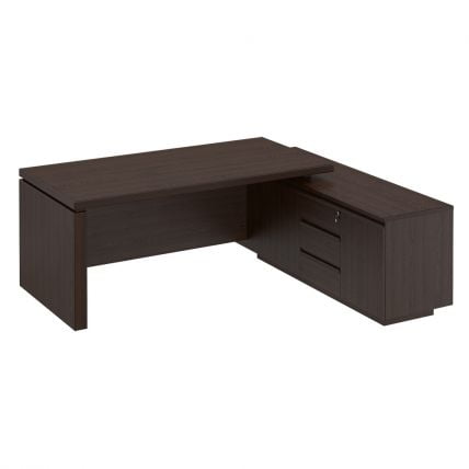 Стол руководителя на опорной тумбе МАРК МК 136 левый Дуб валенсия / MARK_0