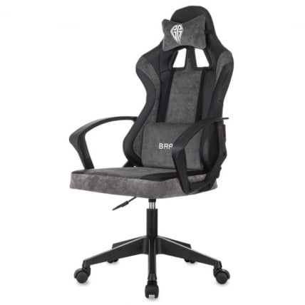 Кресло компьютерное БРАБИКС Форсер ГМ-127, 2 подушки, экокожа/велюр, черное/серое / BRABIX Forcer GM-127,_1