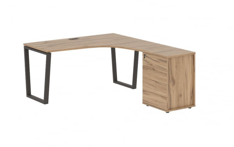 Стол эргономичный с тумбой правый ЕДИС ЕВCЕТ 1518 Р Дуб Денвер светлый Мокко / EDIS EVCET R_0