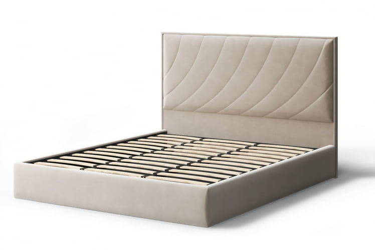 Кровать СОФИЯ 2000*1200мм (без опор), велюр Бренди лайт 03 (бежевый), (б/основания, б/матраса)_1