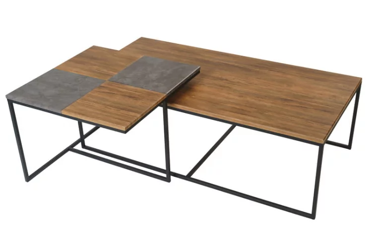 Стол журнальный Фьюжн квадро Дуб американский/серый бетон_1