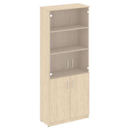 Шкаф высокий широкий (2 низкие двери ЛДСП, 2 средние двери стекло) НОВА С В.СТ-1.2 Бук Артизан / NOVA S_0