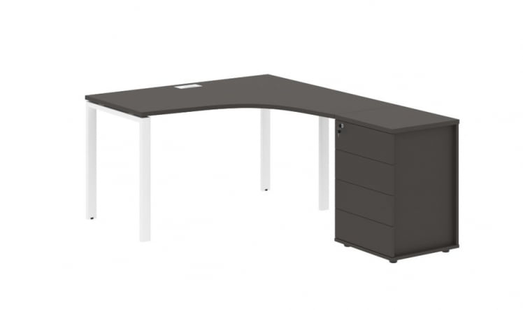 Стол эргономичный с тумбой правый ЕДИС ЕУCЕТ 1318 Р Мокко Белый / EDIS EUCET R_0