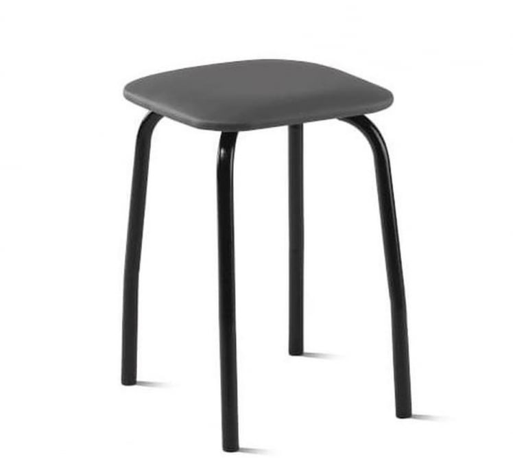 Табурет кухонный 320х320 мм Серый/Металл Черная шагрень_0