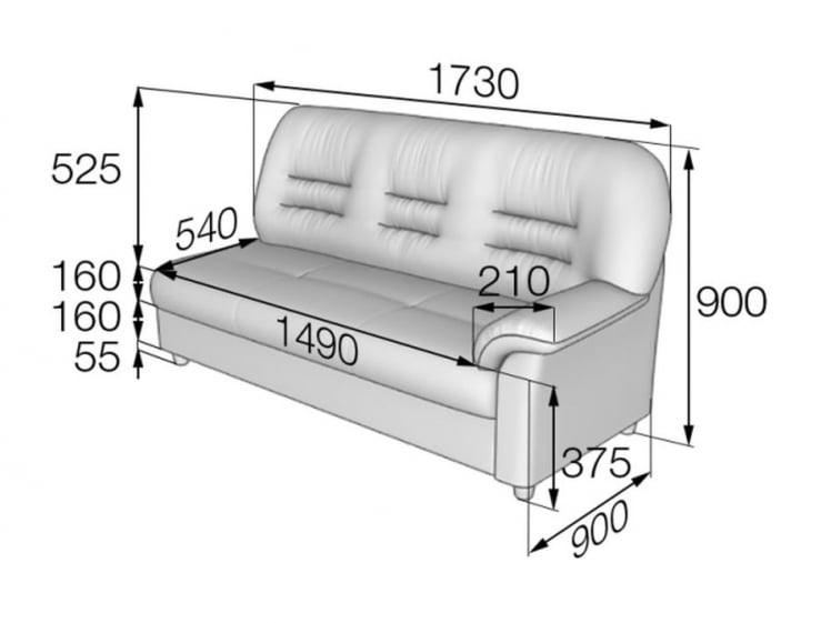 Диван трехместный подлокотник левый Премьер В-100/11 / V-100/11_1
