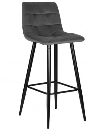 Стул барный ДОБРИН НИCОЛЕ (черные матовые ножки, темно-серый велюр (108-91)) / DOBRIN NICOLE_0