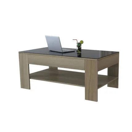 Стол журнальный БеаутйСтйле 26 Сонома/стекло черное / BeautyStyle_0