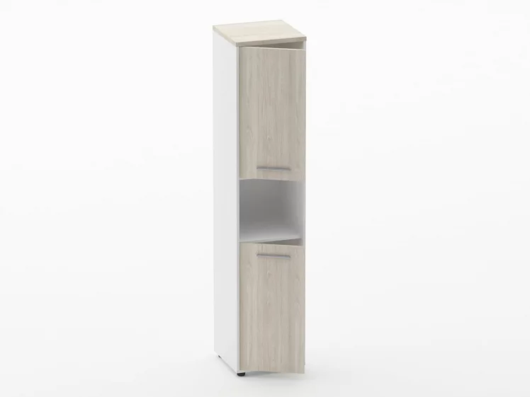 Шкаф 4 узкий закрытый, с нишей Дека 10.19.12Л Дуб Сантана светлый/Белый / Deka_1