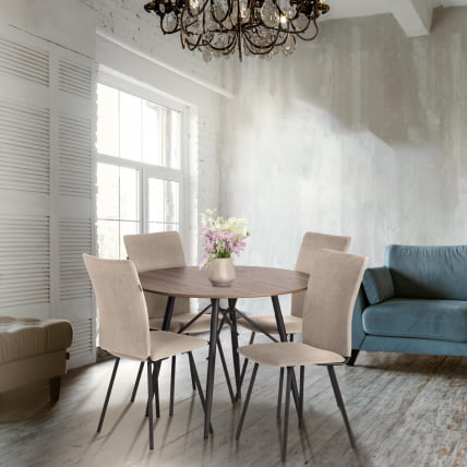 Стул обеденный Ла Роуссе (2 шт. в упаковке) НЕВ, велюр, бежевый/черный, 7, 45х55х93 см / La Rousse NEW,_14