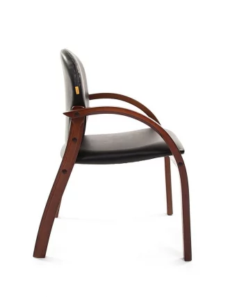 Кресло для посетителя CХАИРМАН 659 ПУ черный матовый/темный орех / CHAIRMAN PU_2