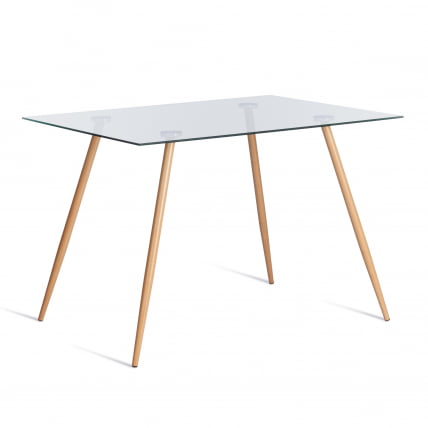 Стол СОПХИА (мод. 5003) металл/стекло (8мм), 110 х 80 х 75 см, бук/прозрачный / SOPHIA (mod._0