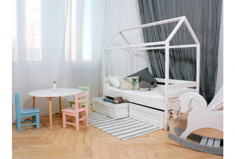 Кровать-домик РооРоом кд-11Р c ящиками Розовый / RooRoom c_2