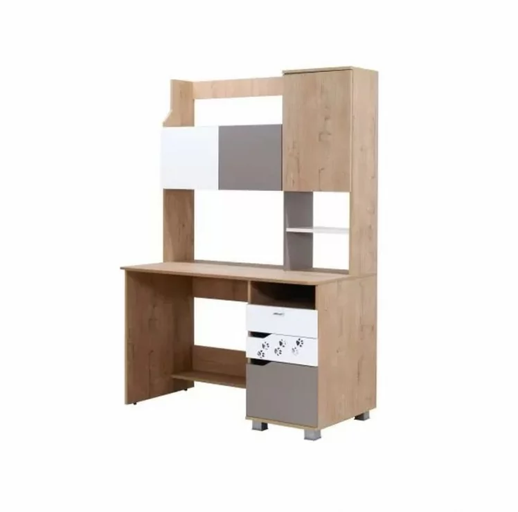 Стол письменный с надстройкой Хаски 12 Дуб Ирландский Мокко Белый_0