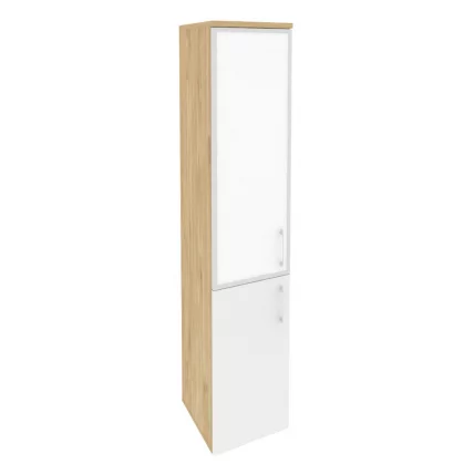 Шкаф высокий узкий левый ОНИКС О.СУ-1.2Р(Л) вхите Тиквуд Светлый/Белый / ONIX O.SU-1.2R(L) white_0