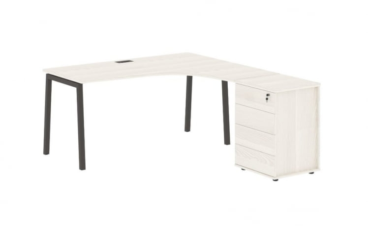 Стол эргономичный с тумбой (правый) ЕДИС ЕЛCЕТ 1518 Р Ясень Траун Мокко / EDIS ELCET R_0