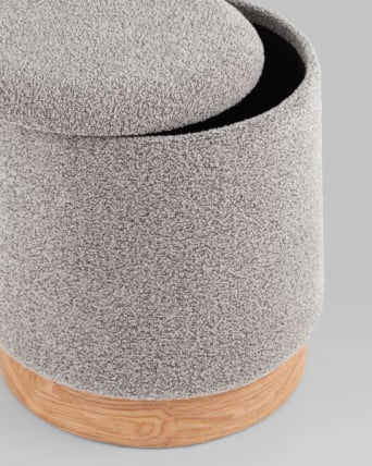 Пуф с ящиком Холли С букле серый / S_3