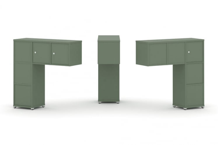 Надставка на стол низкая двухсторонняя + задняя стенка (5 шт.) + блок с 1-м ящиком (2 шт.) + распашной фасад (3 шт.) CОНCЕПТ CН.ДНН-006 Кобо Белый металл / CONCEPT CN.DNN-006_0