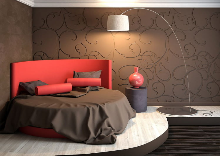 Круглая кровать Каприсе 220кс220 см Красная ткань / Caprice 220x220_2