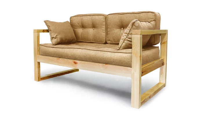 Диван двухместный ДЕмоку Д-2 бежевый-натуральный / DEmoku_0