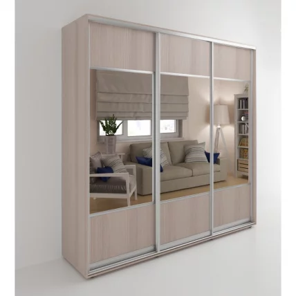 Шкаф-купе 3-х дверный Акцент-Дуэт Д 2400х600 Ясень шимо светлый_0