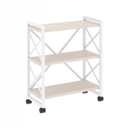 Стеллаж на колесных опорах - 3 полки ЛОФТ  ВР.Л-МСТ.К-3.8 Металл белый Денвер светлый / LOFT VR.L-MST.K-3.8_0