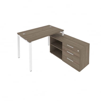 Рабочая станция на П-образном м/к с опорной тумбой правая Метал Сйстем БП.РС-СТС-2.2 Пр Вяз/Белый / Metal System_0