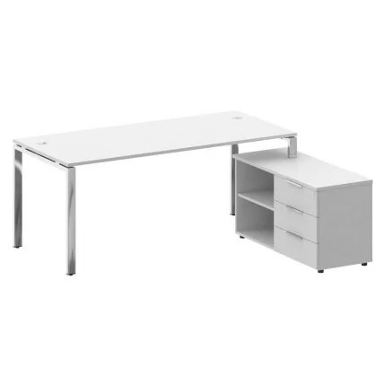 Стол рабочий руководителя с опорной тумбой левый МЕТАЛ СЙСТЕМ ДИРЕCТ БГ.СРТ-5.8 Пр Белый / METAL SYSTEM DIRECT_0