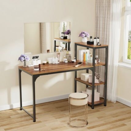 Стол письменный (для компьютера) со стеллажом ЕУРЕКА ЗКС-СХ140А-РВ с шириной 140 см Реcлаимед Воод / EUREKA ZX-SH140A-RW Reclaimed Wood_5