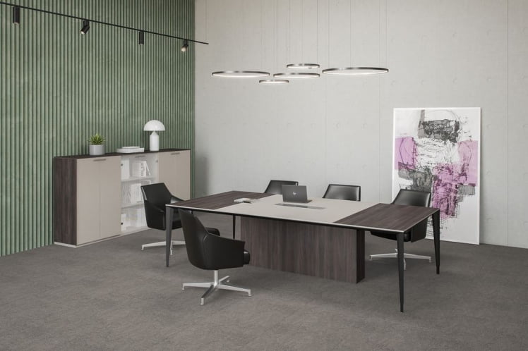 Комплект мебели для переговорной Атлас №06 Бренсон Серый камень Трюфель Антрацит / Atlas_1