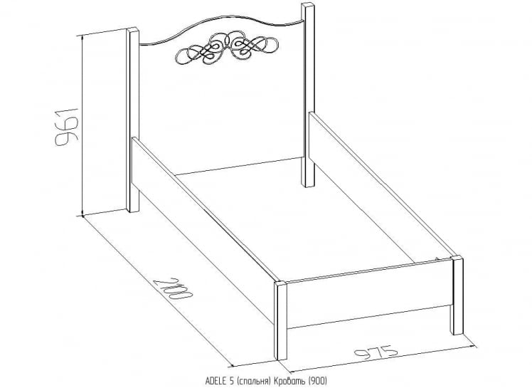 Кровать (900) АДЕЛЕ 5 Дуб Сонома/Орех шоколадный(спальня) / ADELE_1