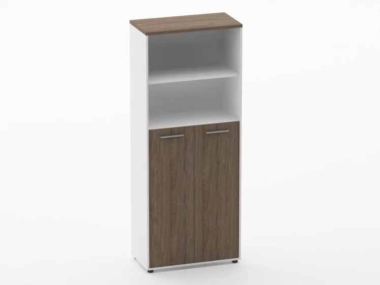 Шкаф 4 широкий 2 полки открытые, 3 полки закрытые Дека 10.19.131 Дуб Верцаска/Белый / Deka_0