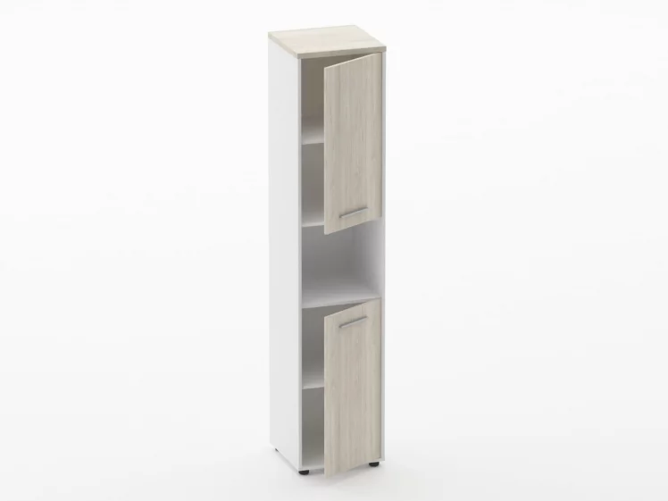 Шкаф 4 узкий закрытый, с нишей Дека 10.19.12Пр Дуб Сантана светлый/Белый / Deka_1