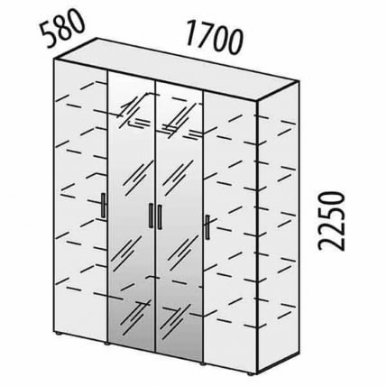 Шкаф четырехдверный с зеркалом (лев/прав) Монако 903.14 Дуб Вотан / Белый шпон / Альпийский белый_7