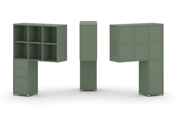 Надставка на стол высокая односторонняя + задняя стенка (8 шт.) + блок с 2-мя ящиками (2 шт.) CОНCЕПТ CН.ОНВ-005 Кобо Белый металл / CONCEPT CN.ONV-005_0