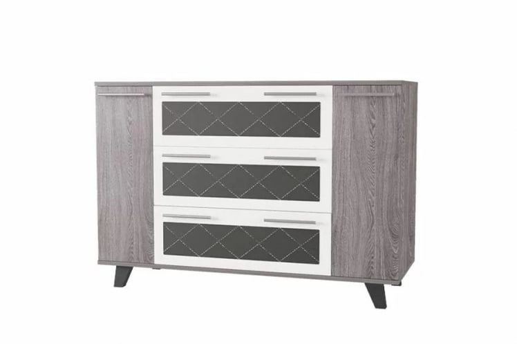 Комод Элена Лайт 7 Ясень Черный Бодега Белый_1