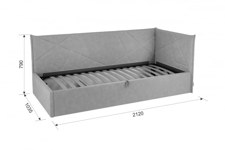 Кровать 0.9 Бест (Тахта) КМ.Т-15 нежно-розовый (велюр) / КМ.T-15_6