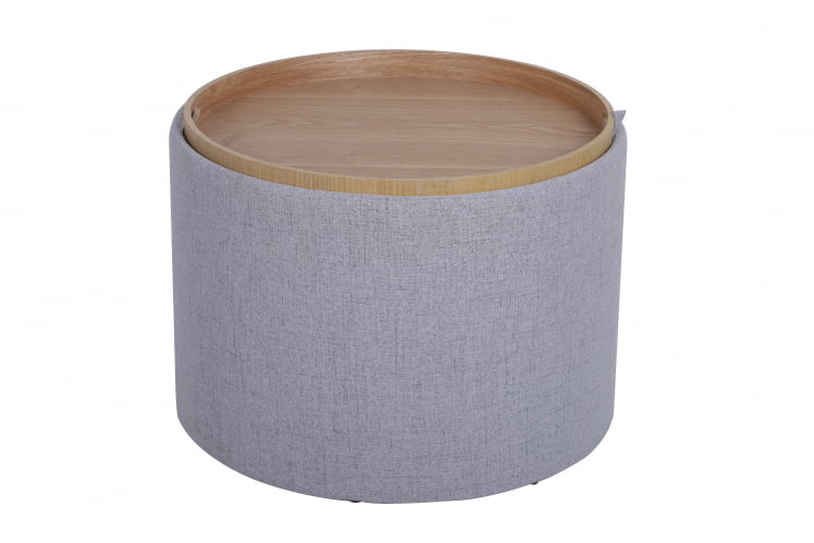 Пуф-столик с ящиком Хюгге Л рогожка Серый / L_2